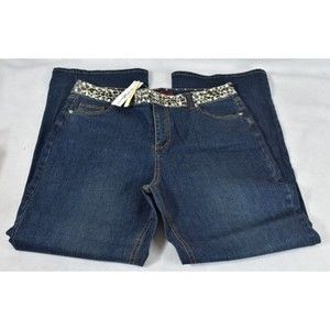 Jamie Nicole Jeans Size 16 Studded with Cheeta Print Trim Embellishments